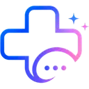 ClinicPlusAI logo: a medical cross merging into a chat bubble, in a blue to pink gradient.